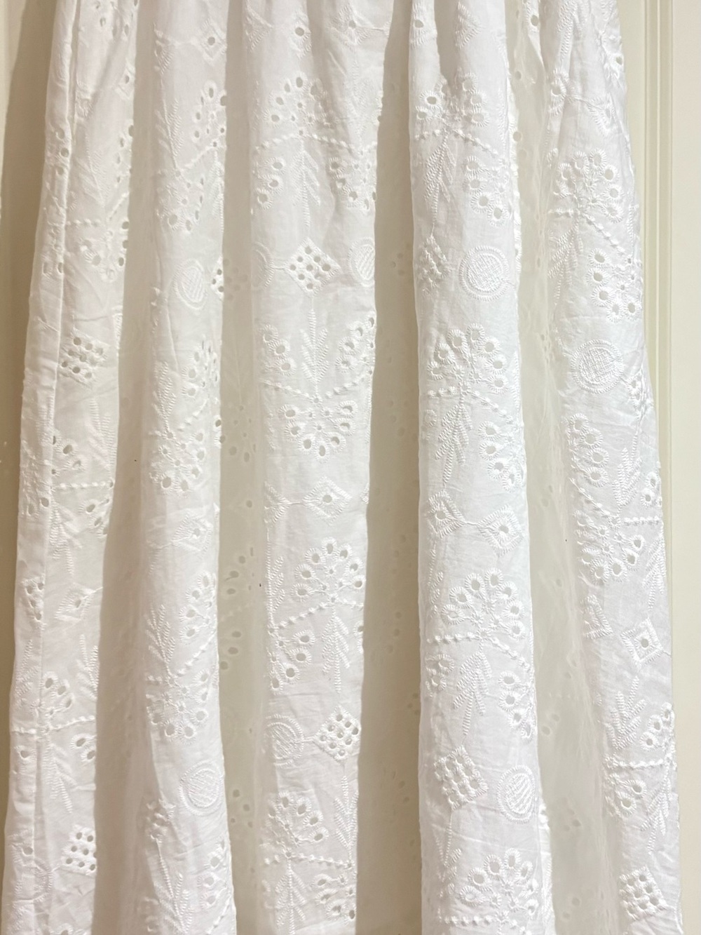 Heartloom White Eyelet Midi Skirt with Embroidered Detail